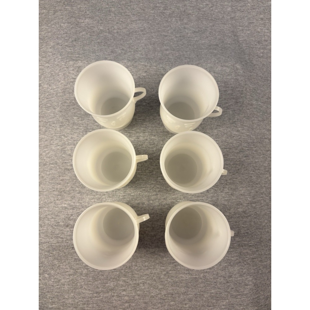 Lot of 6 Vintage 70s Kool-Aid Man Smiling Frosted White Plastic Handled Cup Mug - Picture 3 of 8